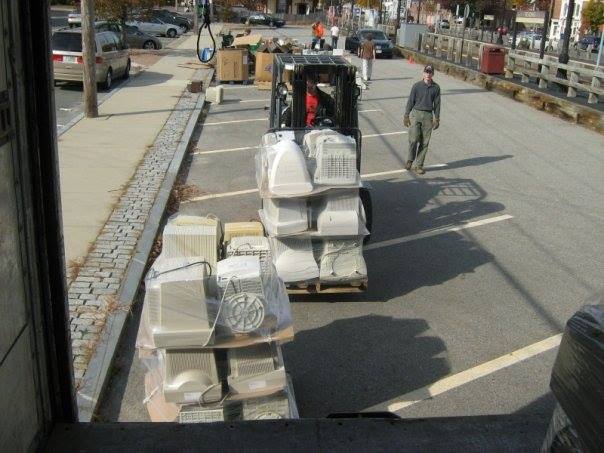 Forklift with monitors